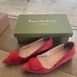 Rupert Sanderson Red Suede Kitten Flats